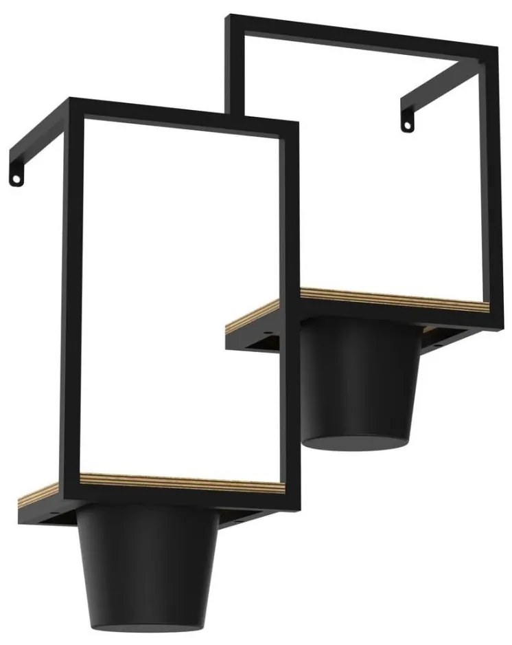 Стенна саксия 46x36 см черна