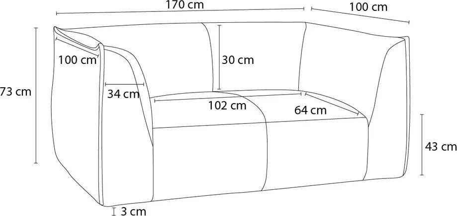 Тъмносив диван от рипсено кадифе 170 cm Giorgia – Bobochic Paris