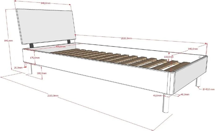 Единично легло 90x200 cm от масивен дъб с включена подматрачна рамка в естествен цвят Forrest – Vipack