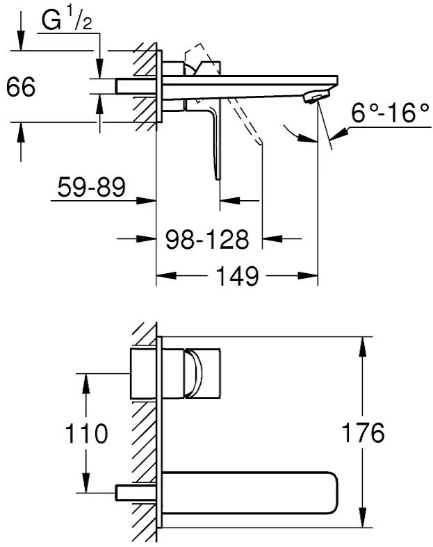 Кран за мивка Grohe Lineare New-Дължина 17 см.-Антрацит Mat