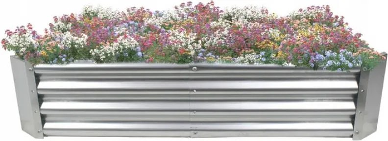 Повдигната цветна леха сребриста, ъглова 140 x 60 x 30 cm