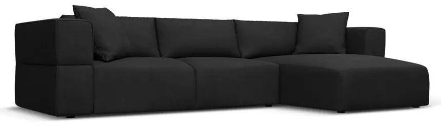 Черен ъглов диван, десен ъгъл Esther – Milo Casa
