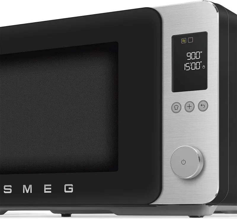 Комбинирана микровълнова фурна с горещ въздух SMEG Collezione MOC02BLMEU, 900W, 27 л, 25 програми, Плавно затваряне, Индивидуални настройки, Черен мат