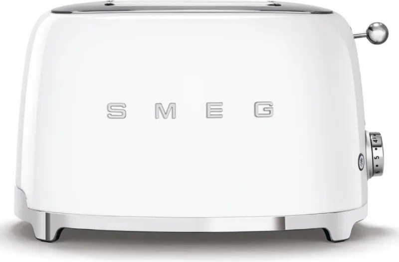 Тостер за хляб SMEG 50's Style TSF01WHEU, 950W, 2 филии, 6 нива, Тавичка за трохи, Вграден кабел, Неръждаема стомана, Бял