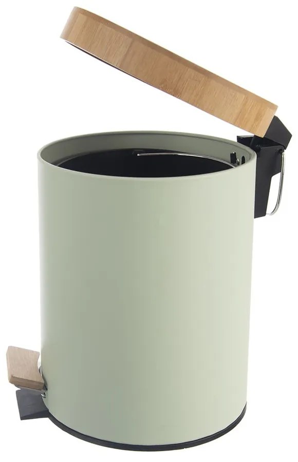 Светлозелено метално кошче за боклук с педал 5 l Greenish – Orion