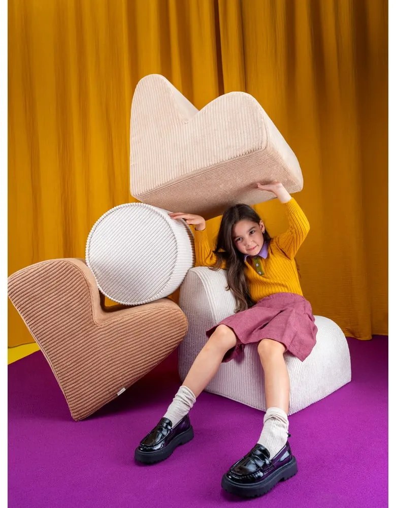 Кремав детски пуф от рипсено кадифе – Wigiwama