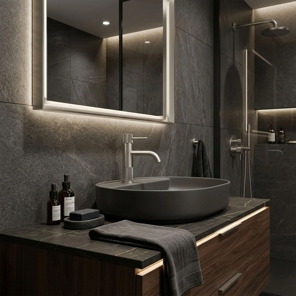 Смесител за баня Rea Lungo Stripe Brush Nickel Low