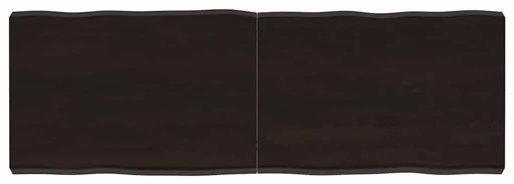 364023 vidaXL Плот за маса тъмнокафяв 120x40x(2-6) см обработен масивен дъб