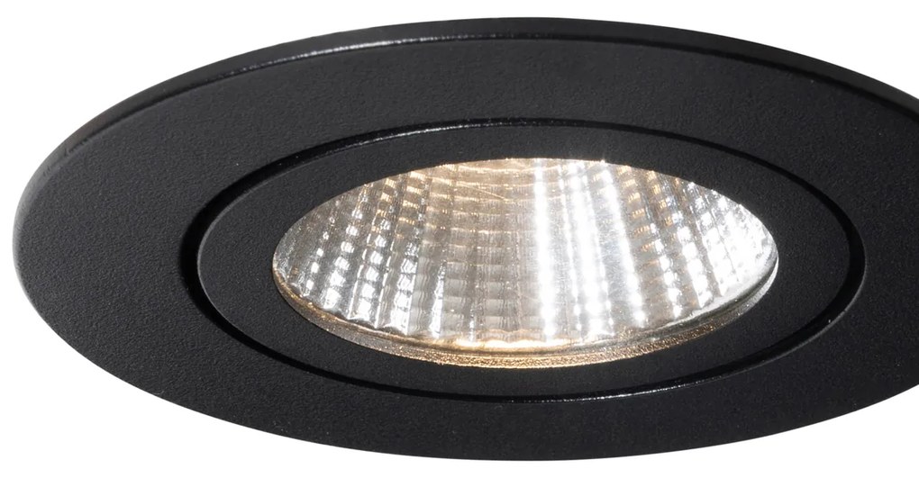 Комплект от 6 вградени спота черни 6.8cm вкл. LED 750 lm димируеми IP23 - Gaius