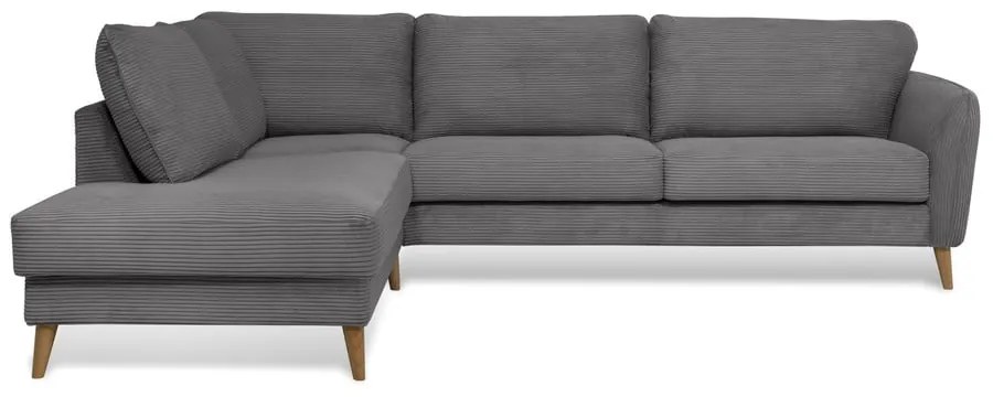 Тъмносив ъглов диван от рипсено кадифе (ляв ъгъл) Paris – Scandic