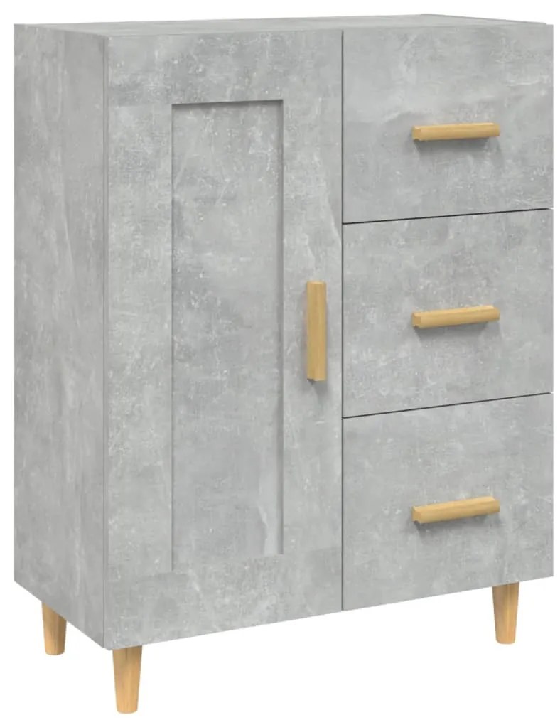 812226 vidaXL Сайдборд, бетонно сив, 69,5x34x90 см, инженерно дърво