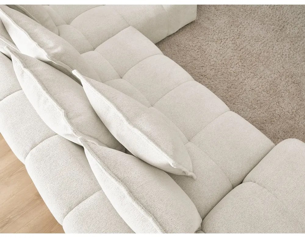 Бял шенилов сгъваем/с място за съхранение ъглов диван (десен ъгъл) Everest – Bobochic Paris