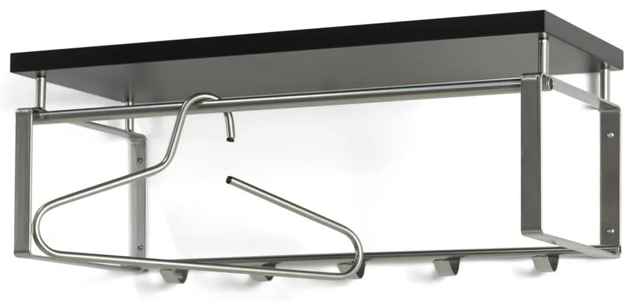 Черна/в сребрист цвят метална стенна закачалка с рафт 70 cm Rex – Spinder Design