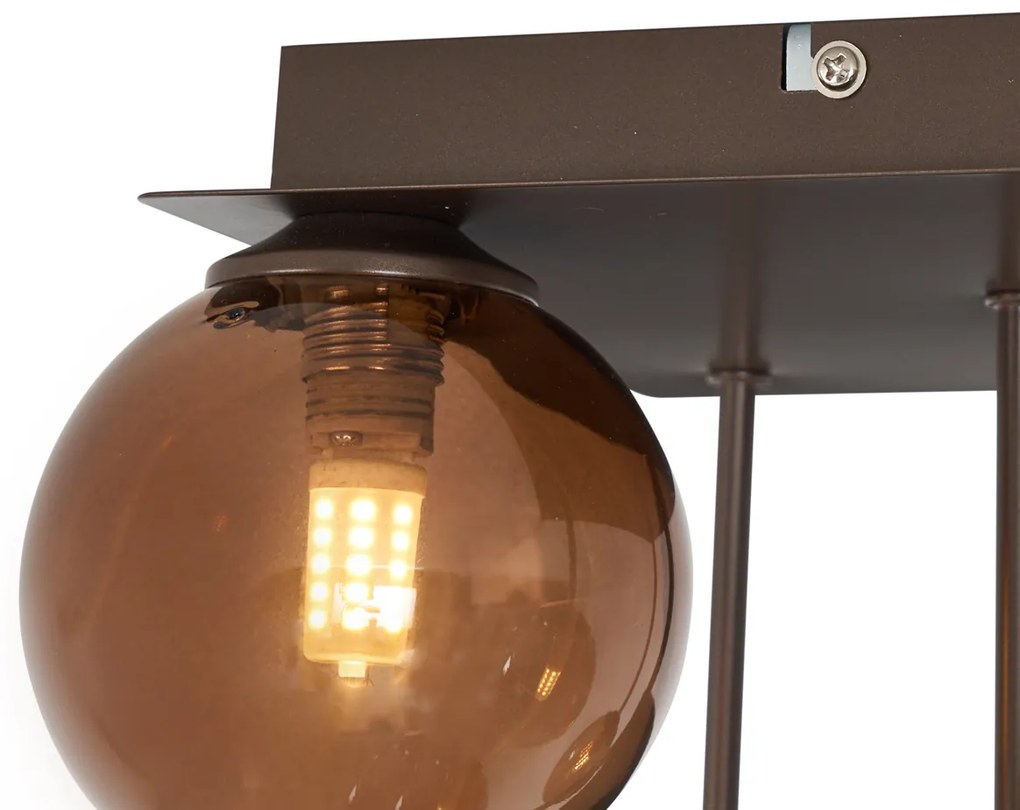 Дизайнерска таванна лампа бронз с бронзово стъкло 5-лампи - Атина