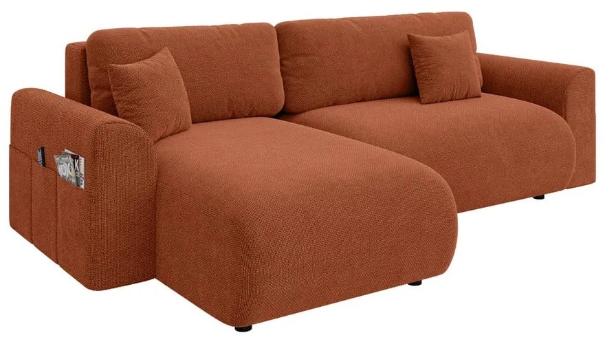 Сгъваем ъглов диван в тухлен цвят (променлив) Lorine – Ropez
