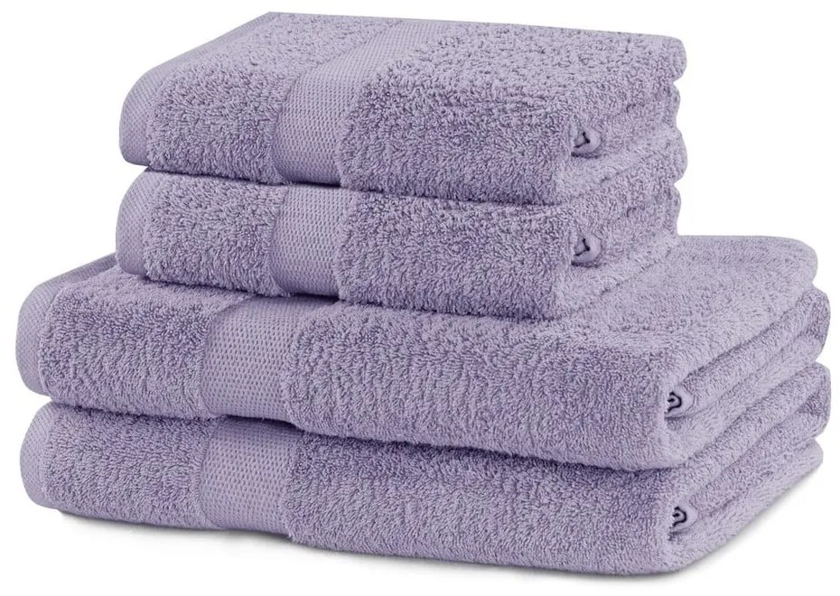 Памучни хавлии и кърпи за баня в комплект от 4 бр. от тери лавандула Marina – DecoKing