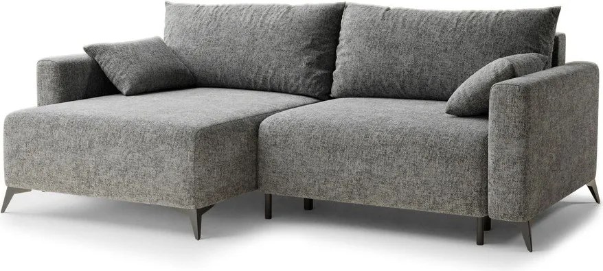 Сив шенилов сгъваем/с място за съхранение ъглов диван (ляв ъгъл) Leon – Maison de Rêve