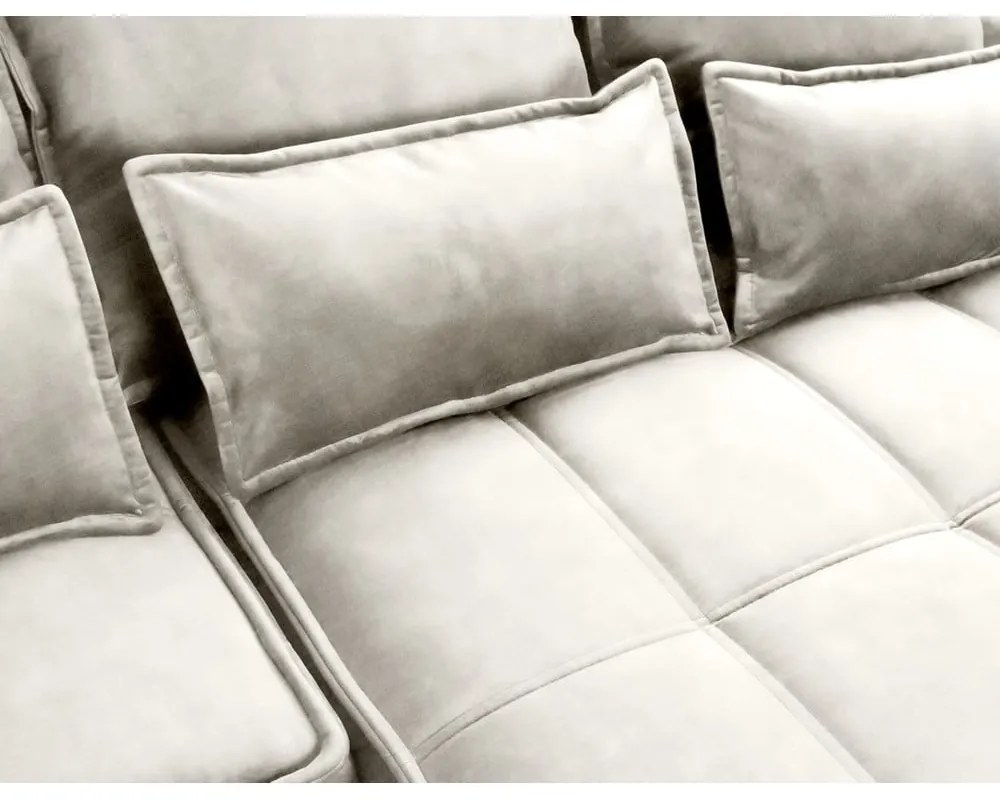 Бежов кадифен разтегателен ъглов диван с място за съхранение (десен ъгъл) Campo – ELTAP