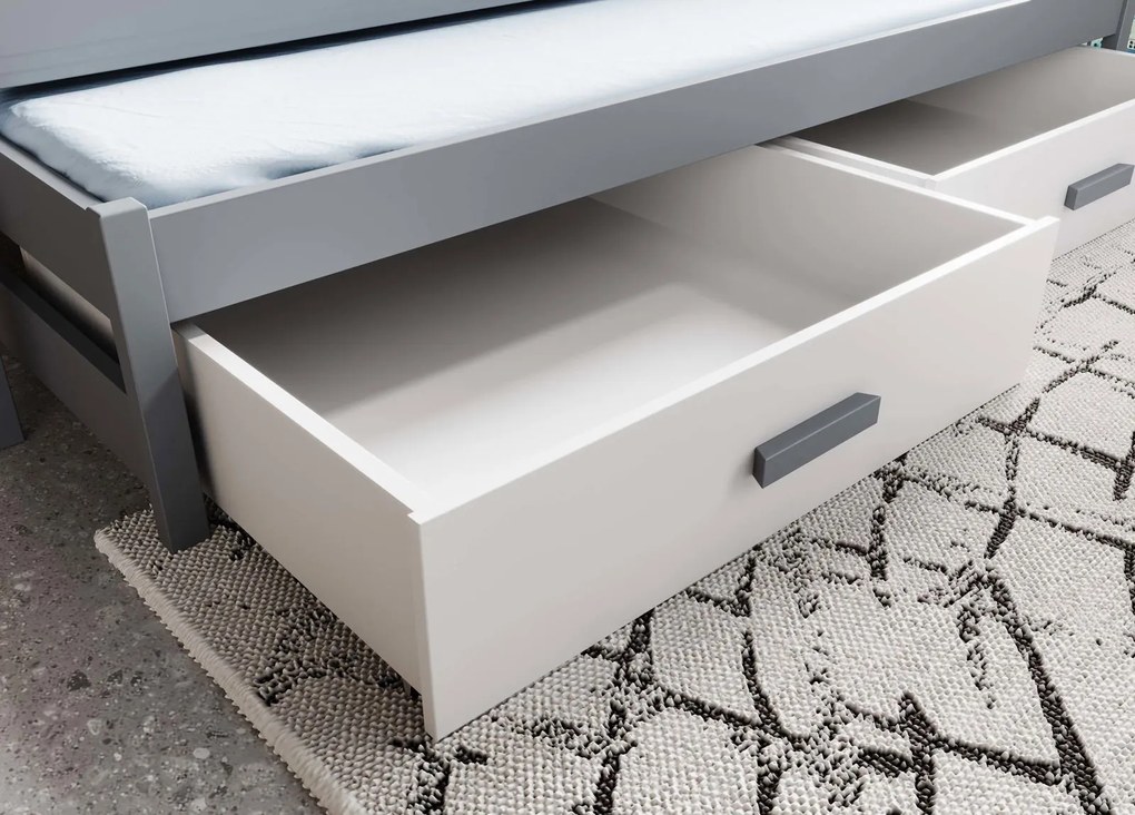 Детско легло Пеони-бяло-сиво-200 x 90