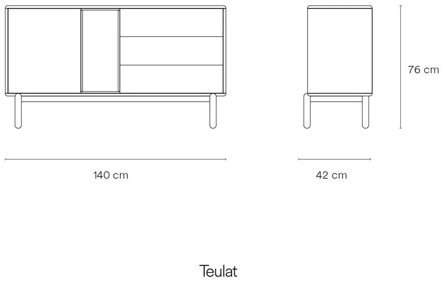 Тъмно сив нисък скрин с чекмеджета 137x76 cm Corvo - Teulat