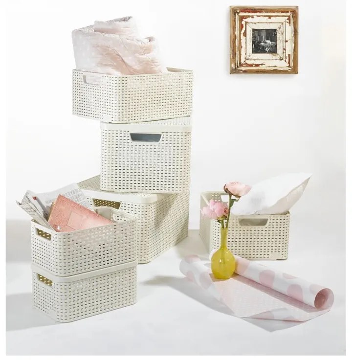 Кремава пластмасова кутия за съхранение 19x28,5x13 cm Style – Curver
