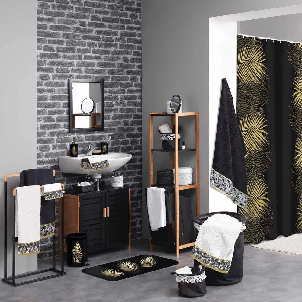 Черно-златист килим за баня 45x75 cm Orbella – douceur d'intérieur