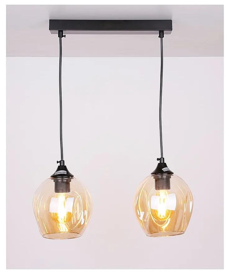 Черна висяща лампа със стъклен абажур 14x48 cm Aspa - Candellux Lighting