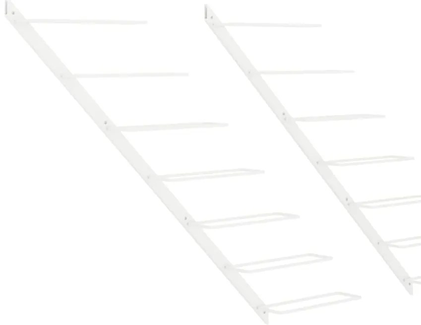 340898 vidaXL Стойки за вино за стенен монтаж за 7 бутилки 2 бр бели метални