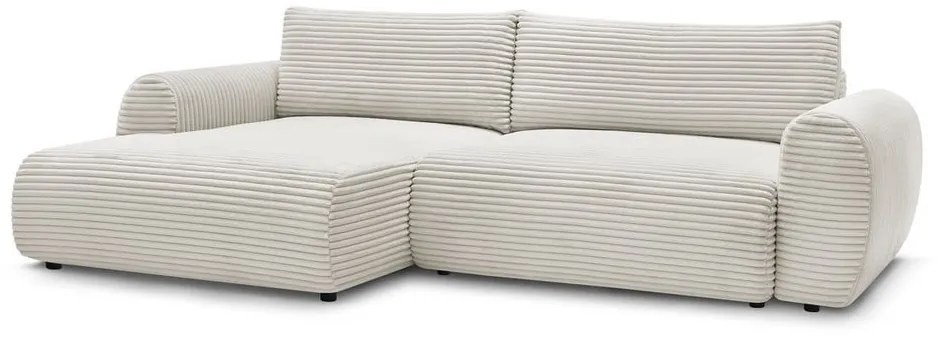 Кремав разтегателен ъглов диван от рипсено кадифе (ляв ъгъл) Lucien – Bobochic Paris