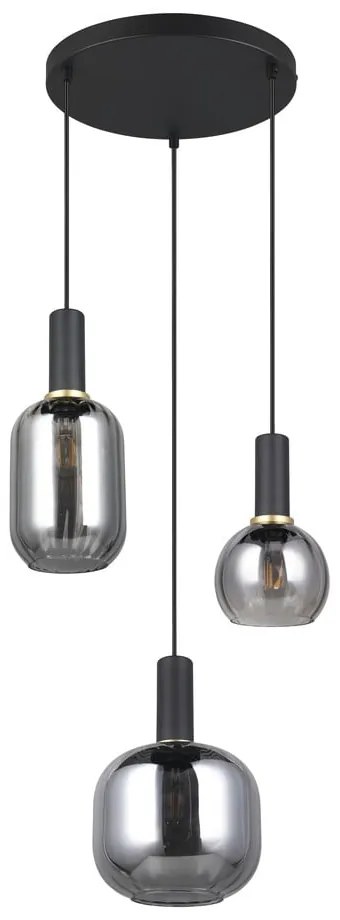 Черно висящо осветително тяло със стъклен абажур Diva – Trio