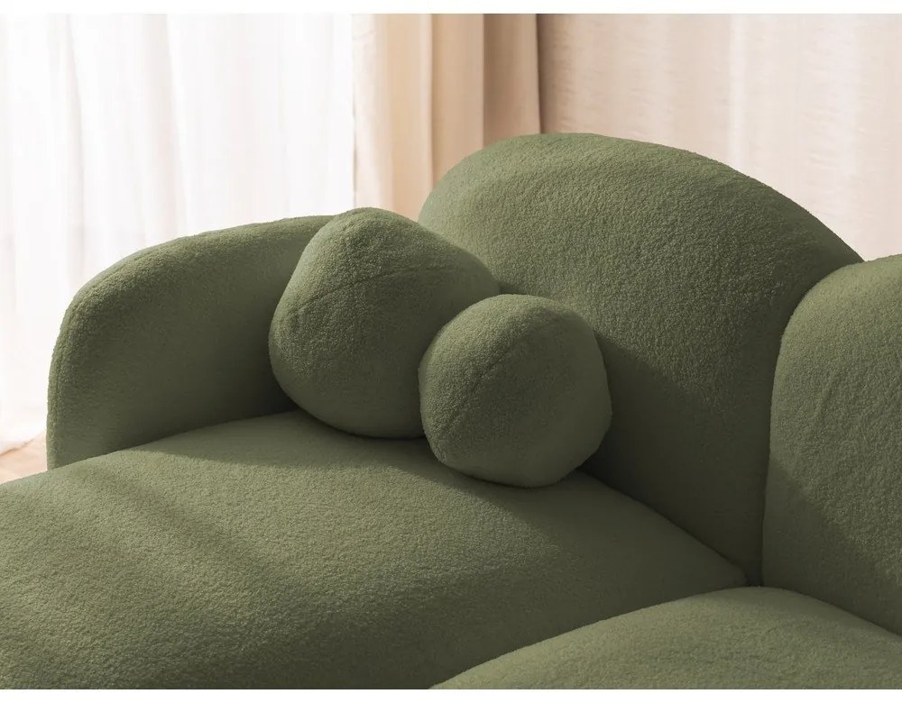 Зелен ъглов диван от прежда с примки от букле (ляв ъгъл) Orbit – Ropez