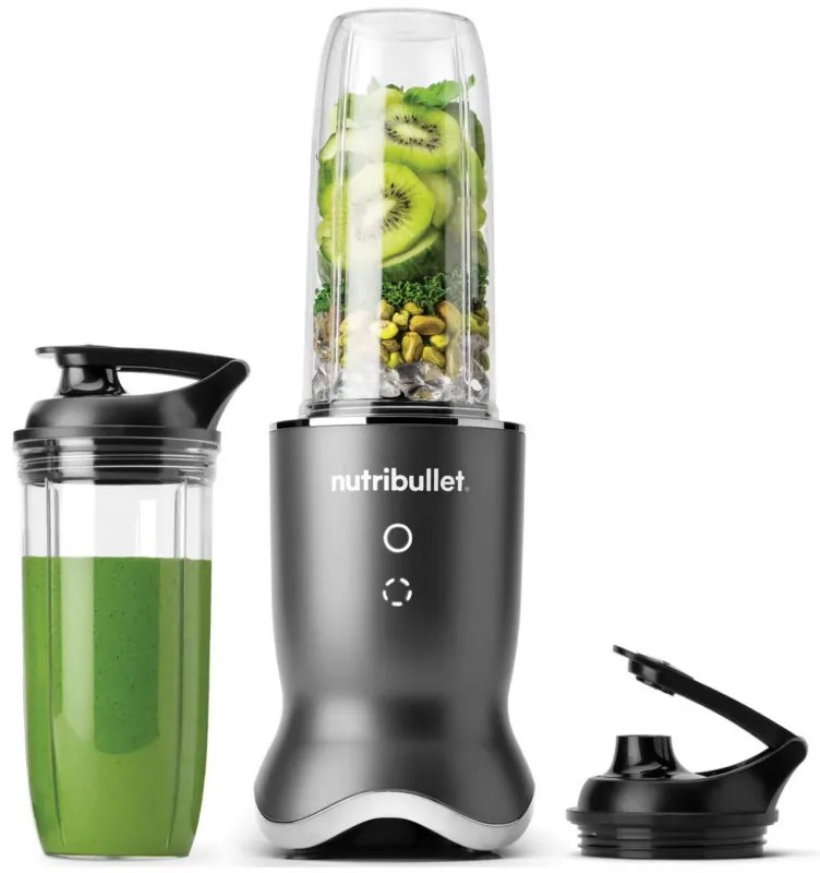 Блендер Nutribullet NB1206DGCC, 1200W, 900 мл, 1 скорост + Pulse, Сензорни бутони, Без BPA, Тъмносив/сребрист