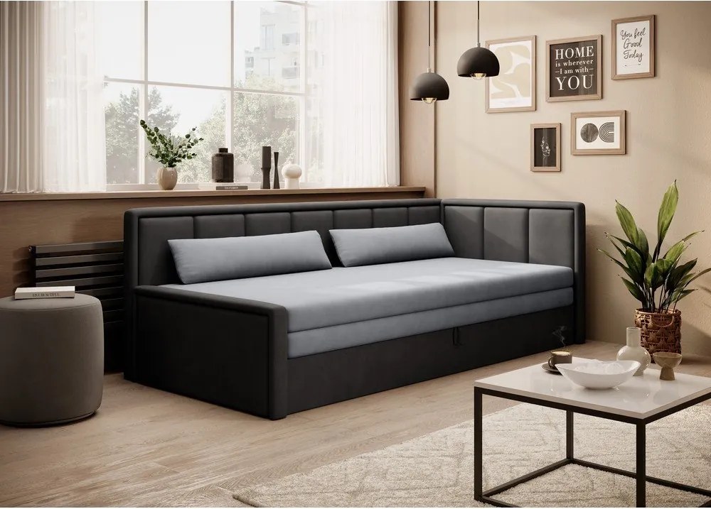 Тъмносив шенилов разтегателен диван с място за съхранение 214 cm Fulgeo – ELTAP