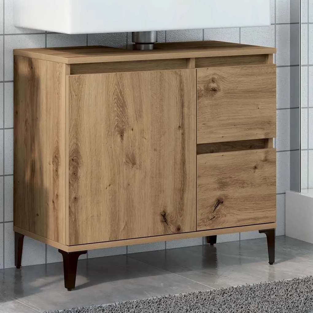 857124 vidaXL Шкаф за мивка, дъб артизан, 65x33x60 см, инженерно дърво