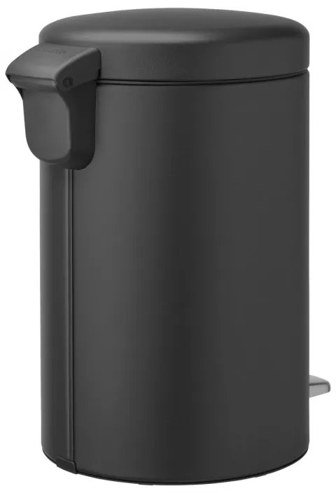 Кош за боклук с педал Brabantia NewIcon 649741, 12 л, Плавно затваряне, Противоплъзгаща основа, Минерално покритие, Тъмносив