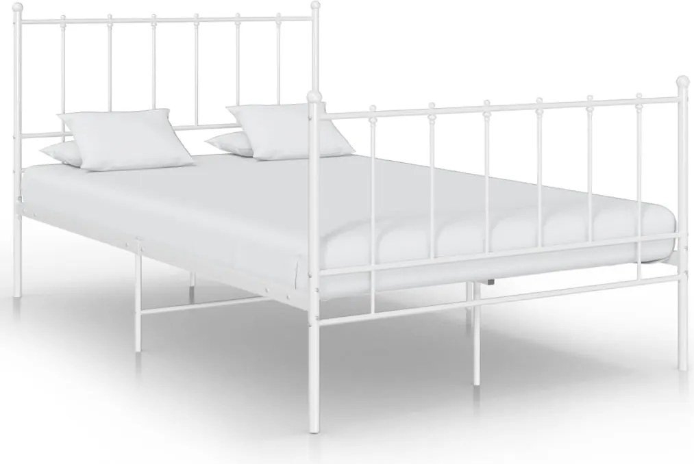 324953 vidaXL Рамка за легло, бяла, метал, 120x200 cм