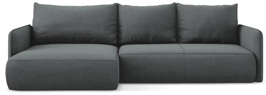 Сив разтегателен ъглов диван с място за съхранение (ляв ъгъл) Nanea – Makamii