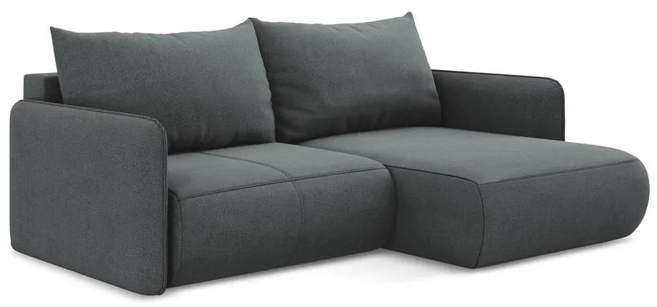 Сив разтегателен ъглов диван с място за съхранение (десен ъгъл) Nanea – Makamii