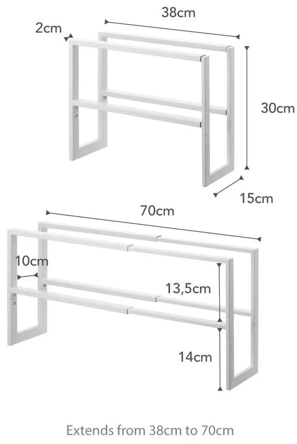 Бяла метална телескопична стойка за обувки Line - YAMAZAKI