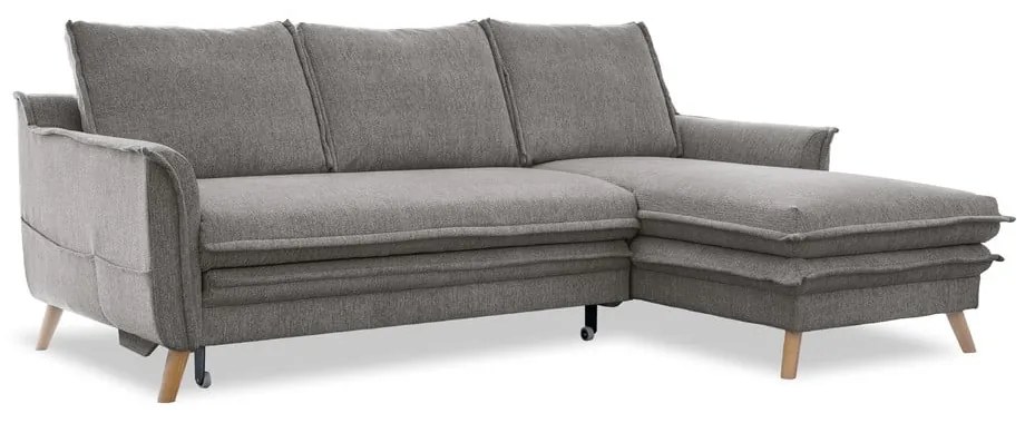 Сив разтегателен ъглов диван (десен ъгъл) Charming Charlie – Miuform