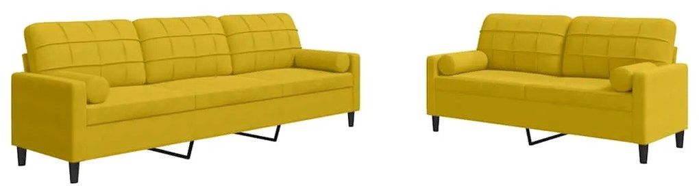3278497 vidaXL Мека мебел от 2 части с възглавници и болстери жълт кадифе