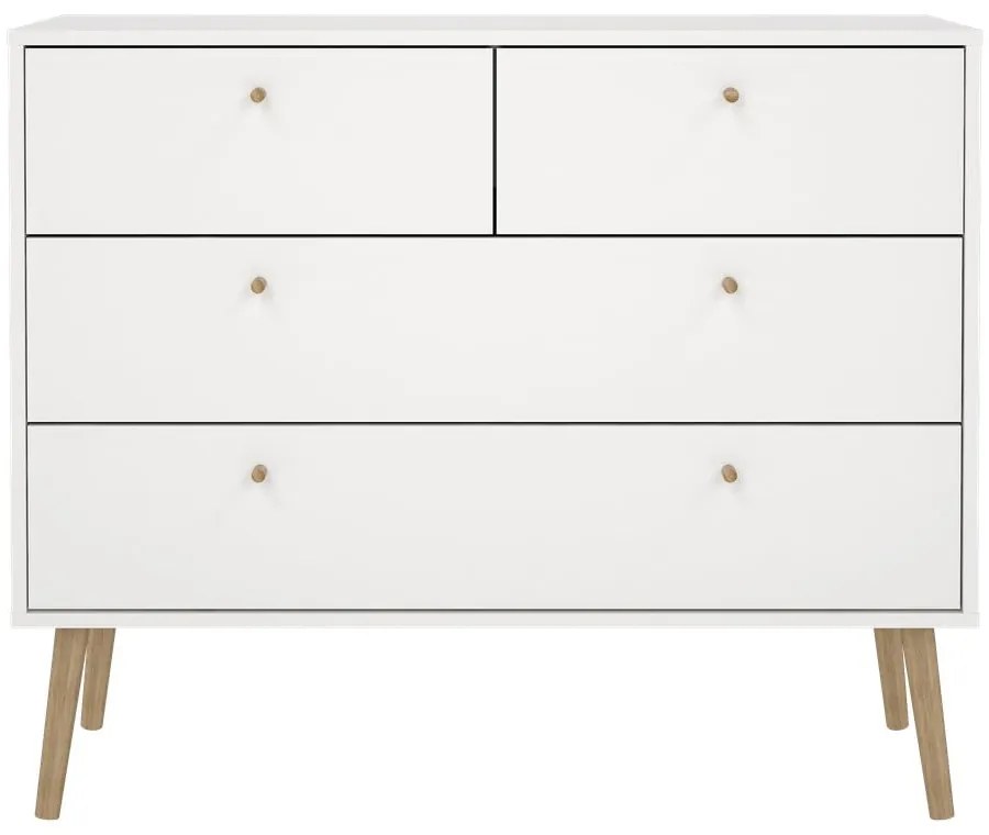 Бял нисък скрин 99x82 cm Bodo - Tvilum