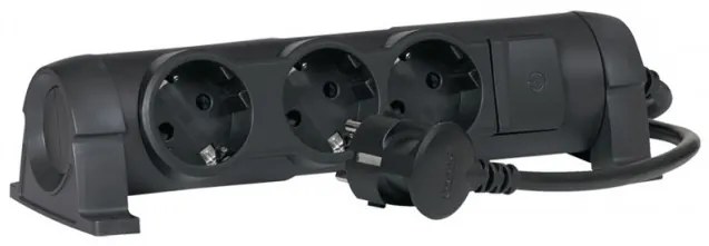 Legrand 694601  Разклонител3х2P+E с кабел 1,5 метра, немски стандарт, Черен - 694601