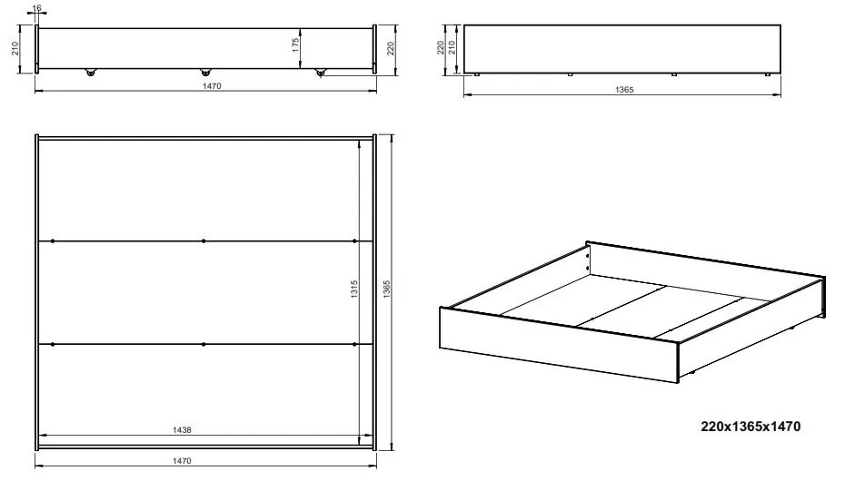 Бяло двойно легло със склад 140x190 cm Gabi - Marckeric
