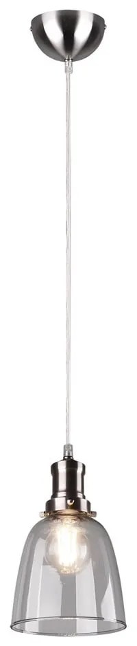 Висящо осветително тяло в сребрист цвят със стъклен абажур ø 14 cm Vita – Trio