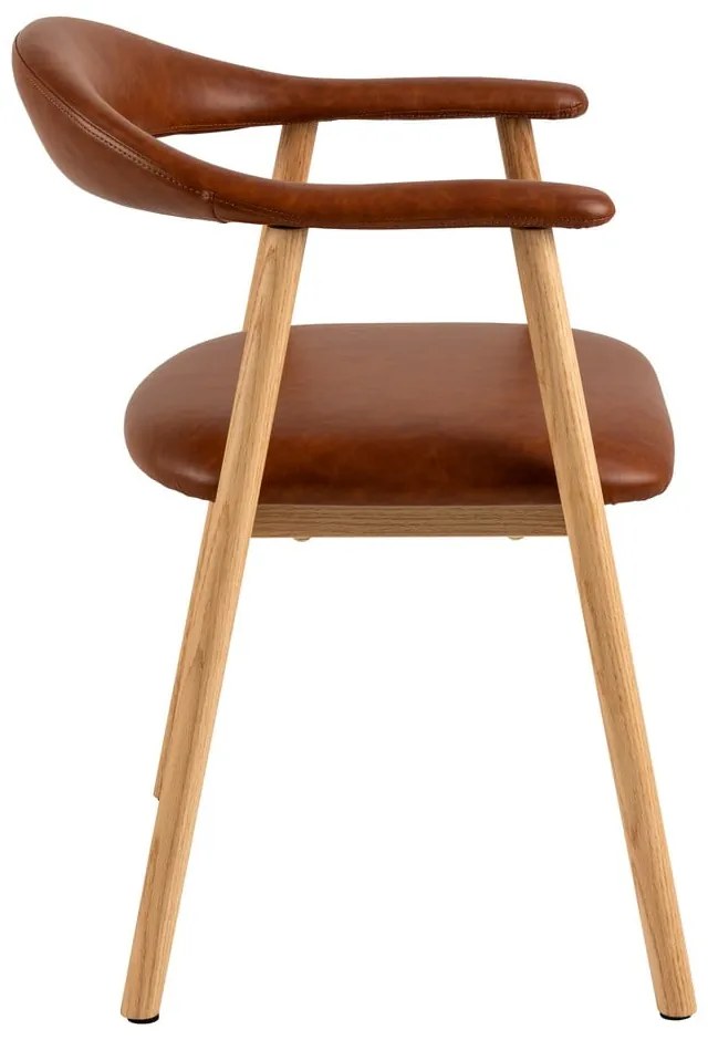 Кафяв коняк/естествен трапезен стол от имитация на кожа Addi – Actona