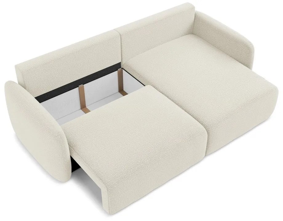 Кремав разтегателен ъглов диван с място за съхранение (десен ъгъл) Kalena – Makamii