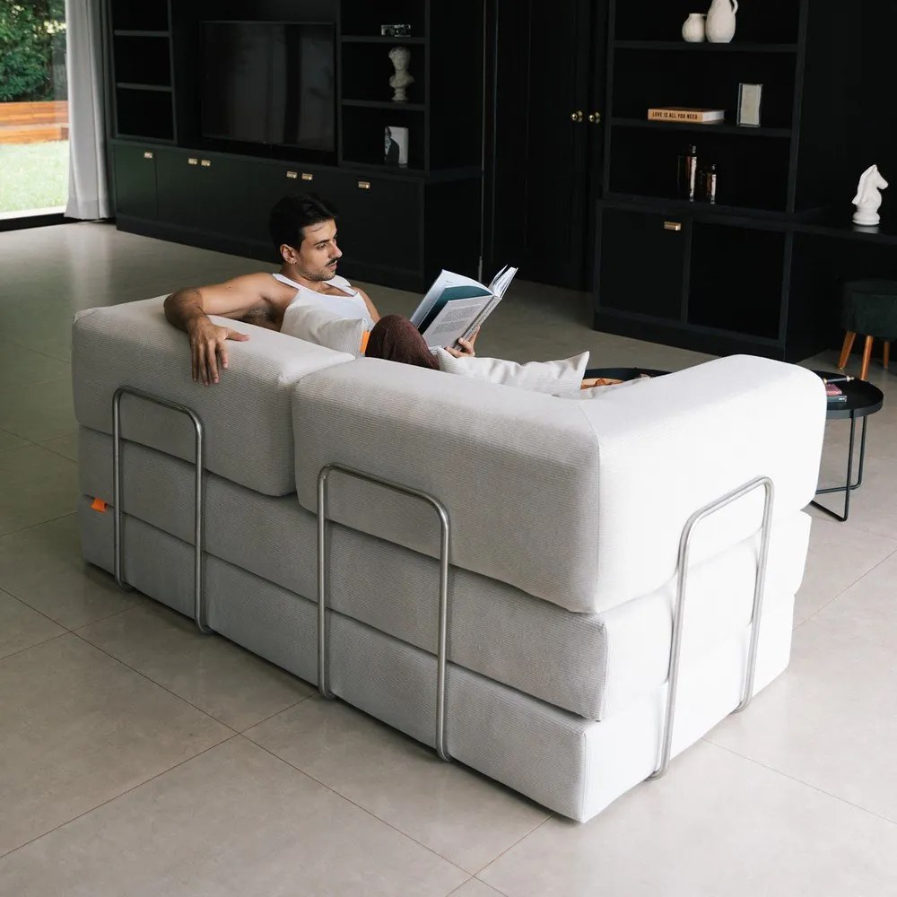 Бежов сгъваем диван от прежда с примки от букле 180 cm Bloom – TemaHome