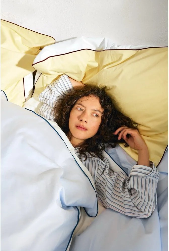 Светлосин двоен чаршаф за завивка от памучен сатен 200x200 cm Oba – noo.ma