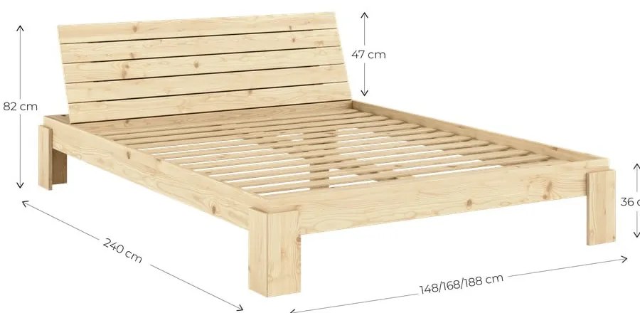 Двойно легло от масивен бор с включена подматрачна рамка в естествен цвят 140x200 cm Layers – Karup Design